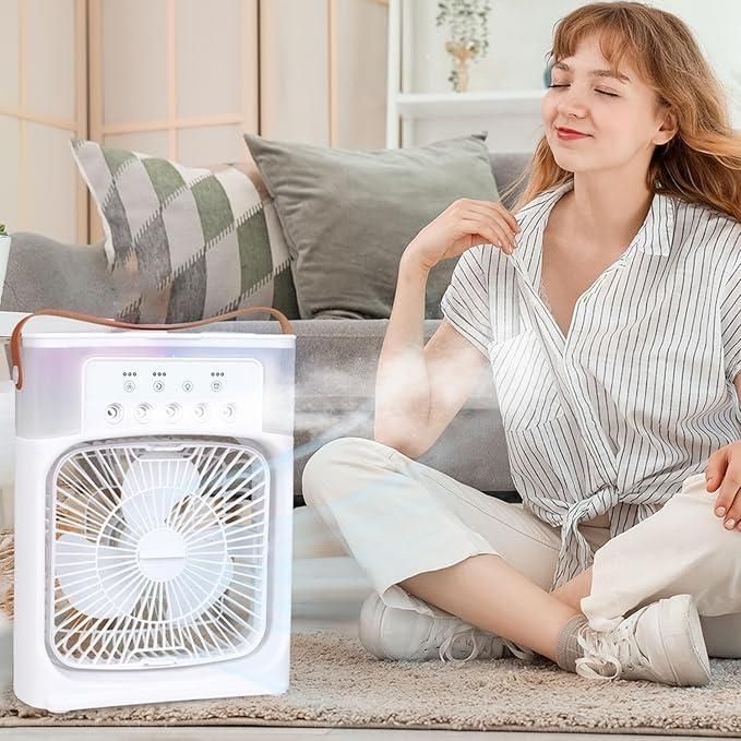 Multifunction Water Spray Mist Fan – Portable USB Air Cooler & Humidifier