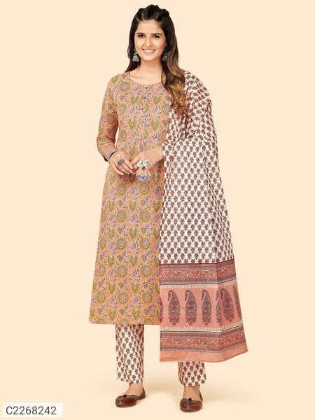 New Printed Cotton Kurti Pant Set