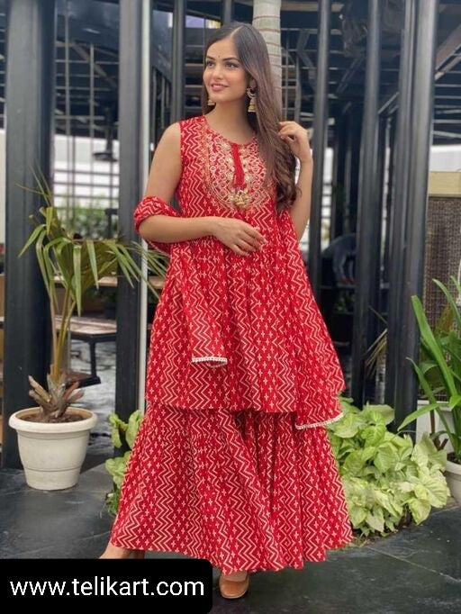 Sensational Kurta With Dupatta And Sharara