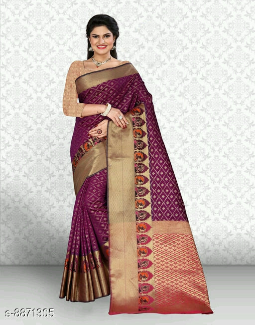 Attractive Women's Khambhati Silk Sarees.