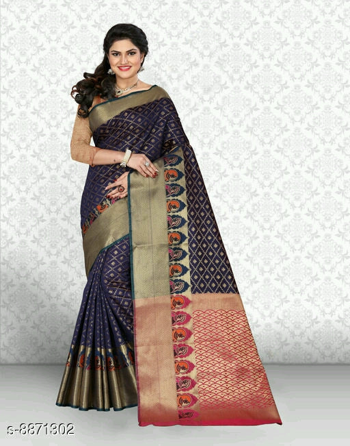 Attractive Women's Khambhati Silk Sarees.
