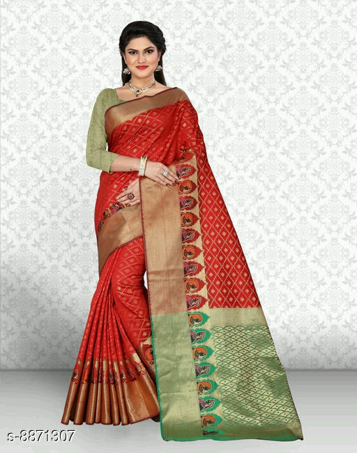 Attractive Women's Khambhati Silk Sarees.