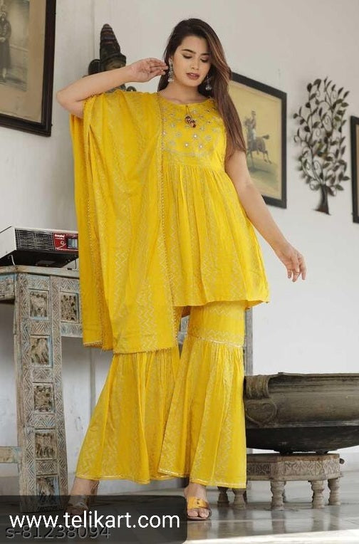 Sensational Kurta With Dupatta And Sharara