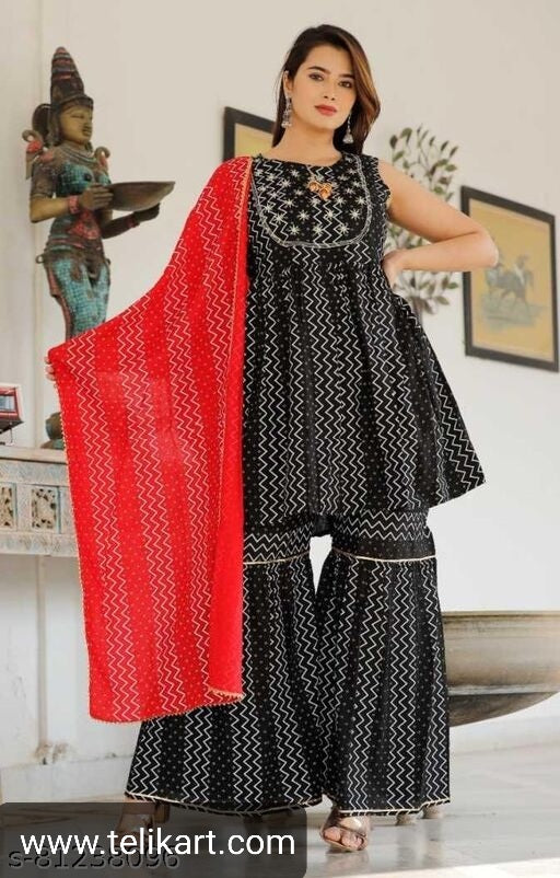 Sensational Kurta With Dupatta And Sharara