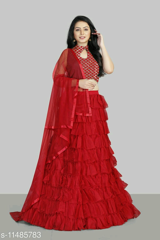 New Stylish Ruffle Lehenga Choli.