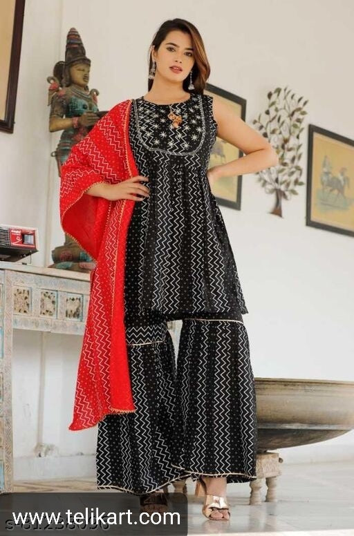 Sensational Kurta With Dupatta And Sharara