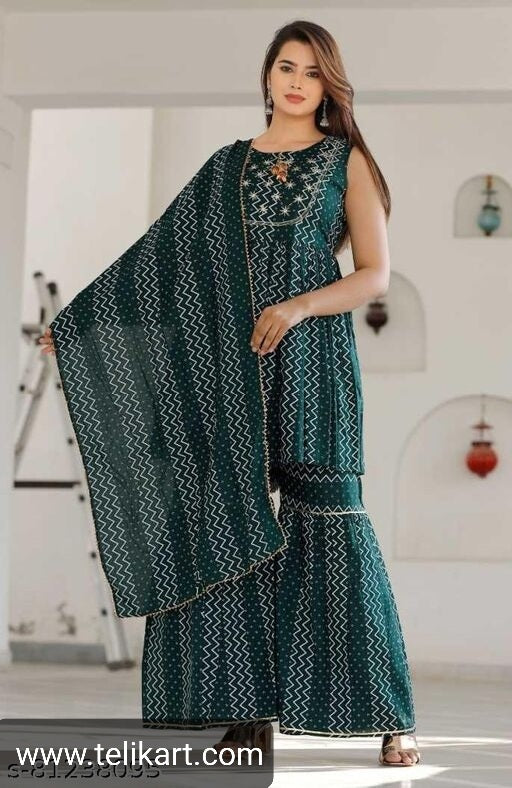 Sensational Kurta With Dupatta And Sharara