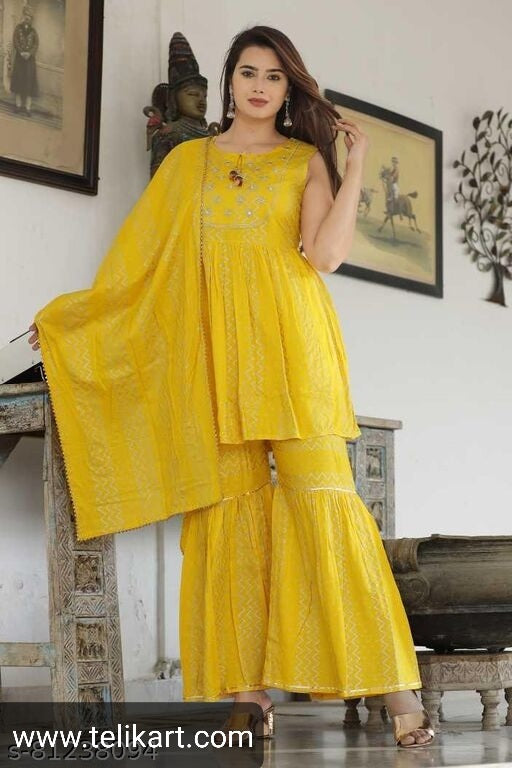 Sensational Kurta With Dupatta And Sharara