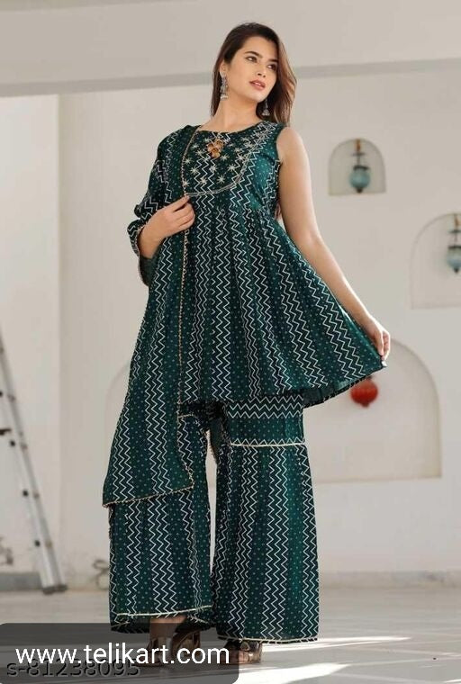 Sensational Kurta With Dupatta And Sharara