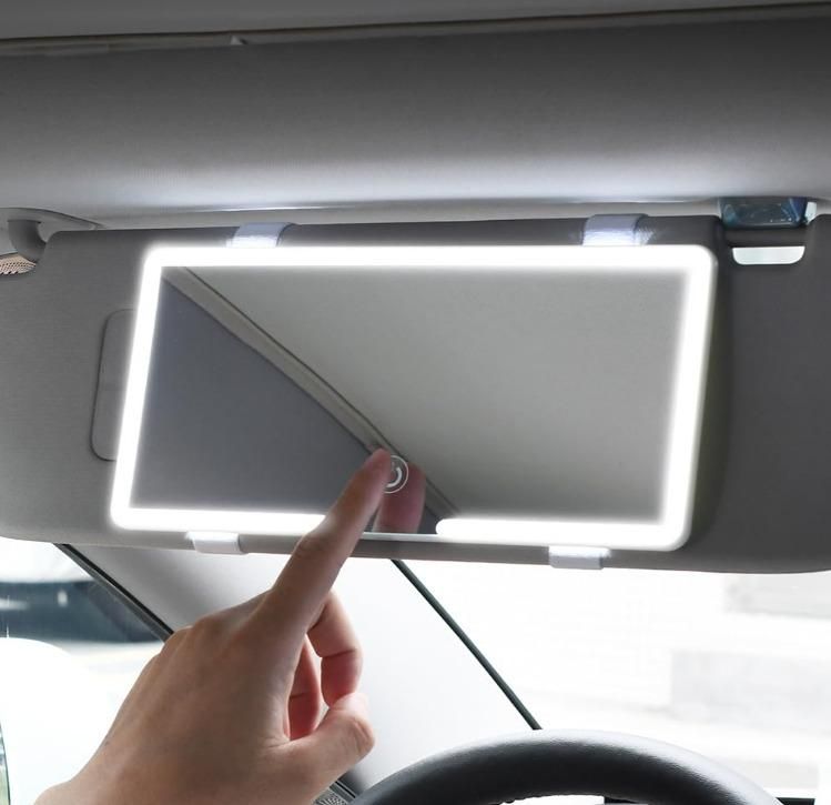 Rechargeable Car Makeup Mirror with LED Lights (Pack Of 1)