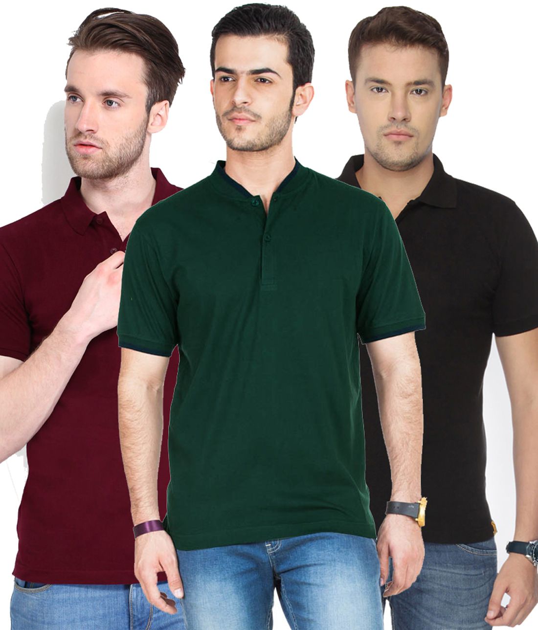 Poly Cotton Solid Half Sleeves Mens Polo T-shirt (Pack of 3)