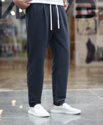 Load image into Gallery viewer, Men&#39;s Solid Taiwan Drawstring Navy Blue Track Pant
