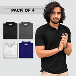 Load image into Gallery viewer, Poly Matte Assorted Solid Half Sleeves Mens Polo T-Shirt Pack Of 4
