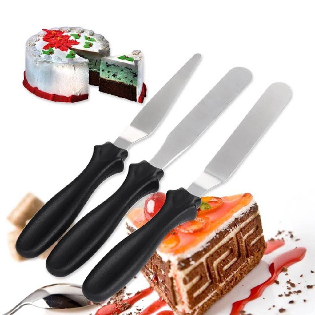 Multi-Function Stainless Steel Cake Icing Spatula Knife Set, Pack of 3 Steel, Plastic Cake Server (Multicolor, Pack of 3)