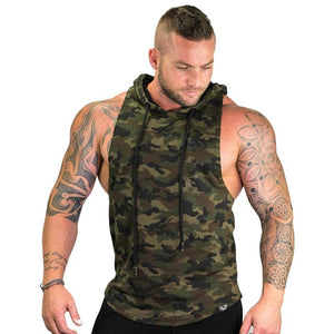 Trendy Polycotton Hoodie Tank Tops for Men