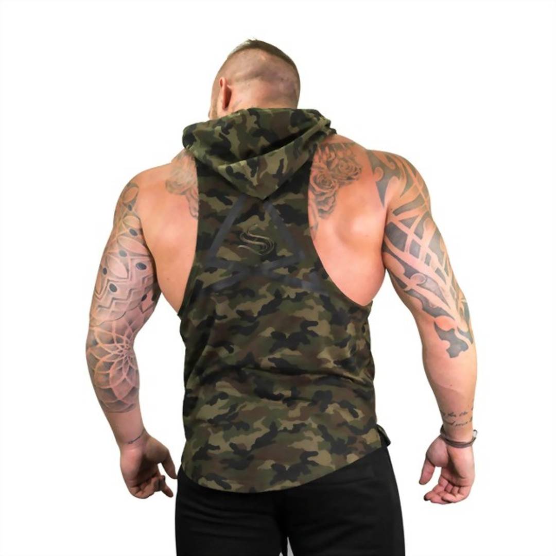 Trendy Polycotton Hoodie Tank Tops for Men