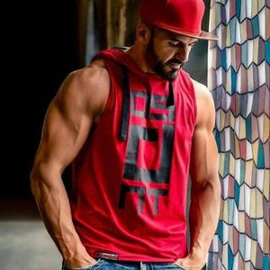 Trendy Polycotton Hoodie Tank Tops for Men