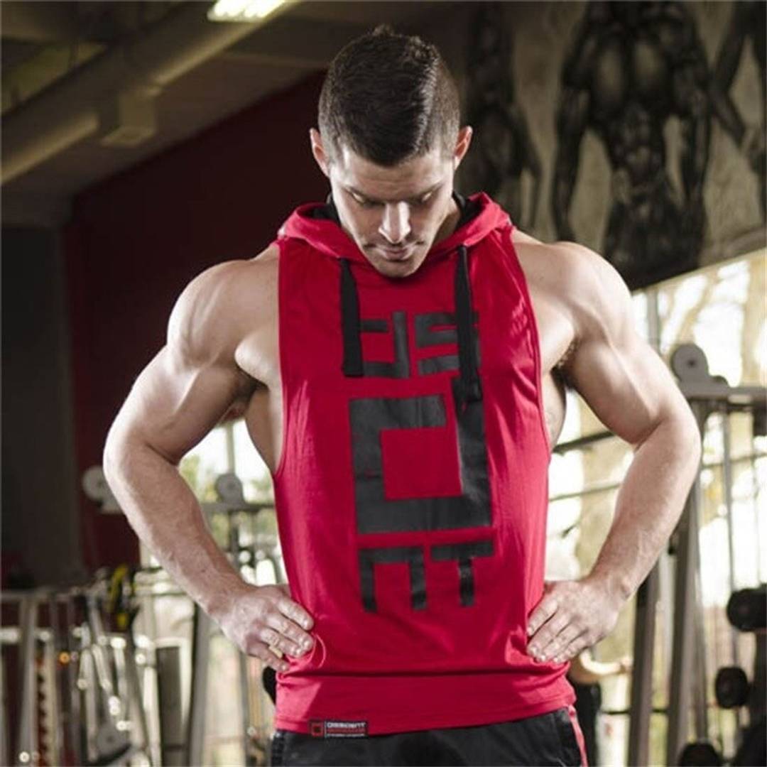 Trendy Polycotton Hoodie Tank Tops for Men