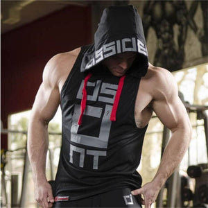 Trendy Polycotton Hoodie Tank Tops for Men