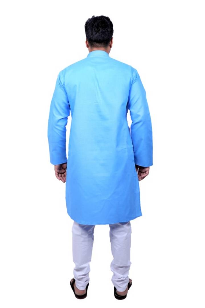 Men Kurta and Pyjama Set Cotton Blend Blue