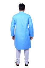 Load image into Gallery viewer, Men Kurta and Pyjama Set Cotton Blend Blue
