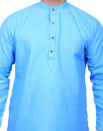 Load image into Gallery viewer, Men Kurta and Pyjama Set Cotton Blend Blue
