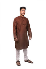 Load image into Gallery viewer, Men Kurta and Pyjama Set Cotton Blend Coffee
