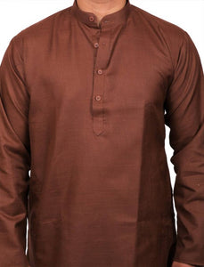 Men Kurta and Pyjama Set Cotton Blend Coffee