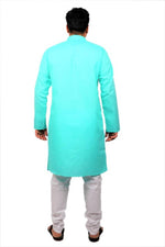 Load image into Gallery viewer, Men Kurta and Pyjama Set Cotton Blend Firoza
