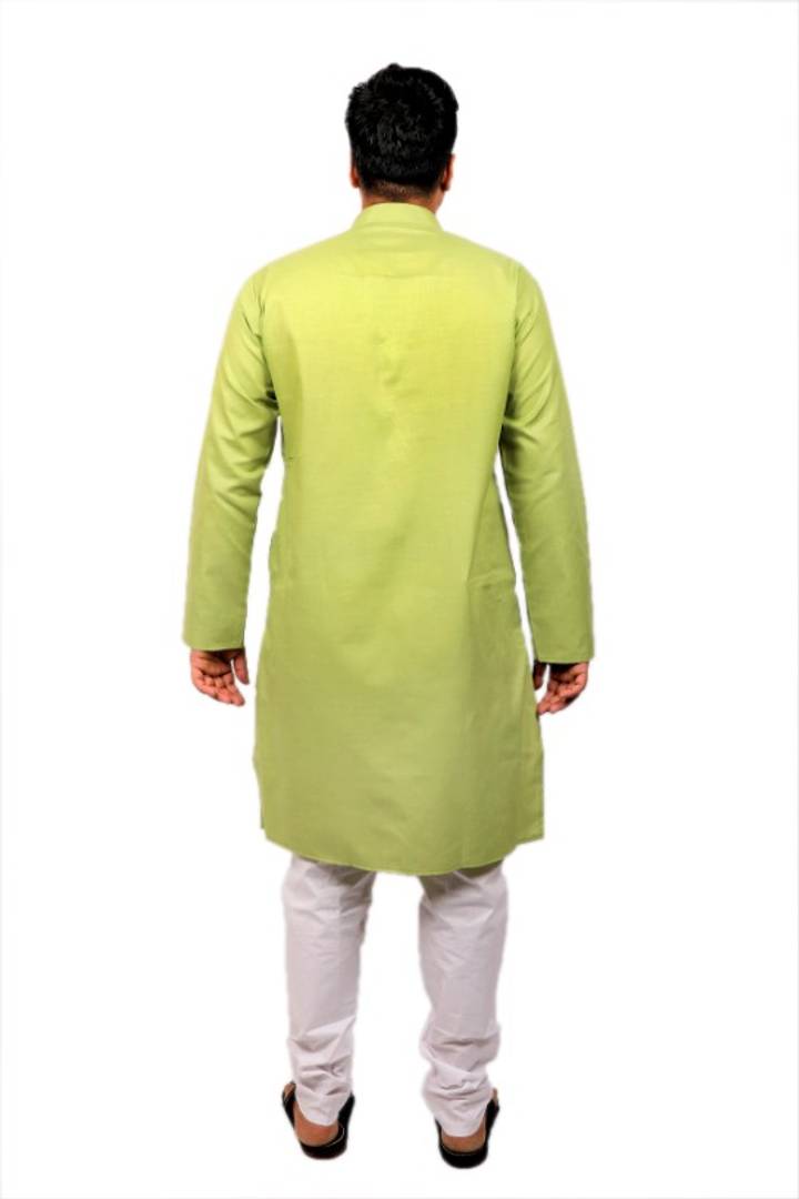 Men Kurta and Pyjama Set Cotton Blend Mehendi