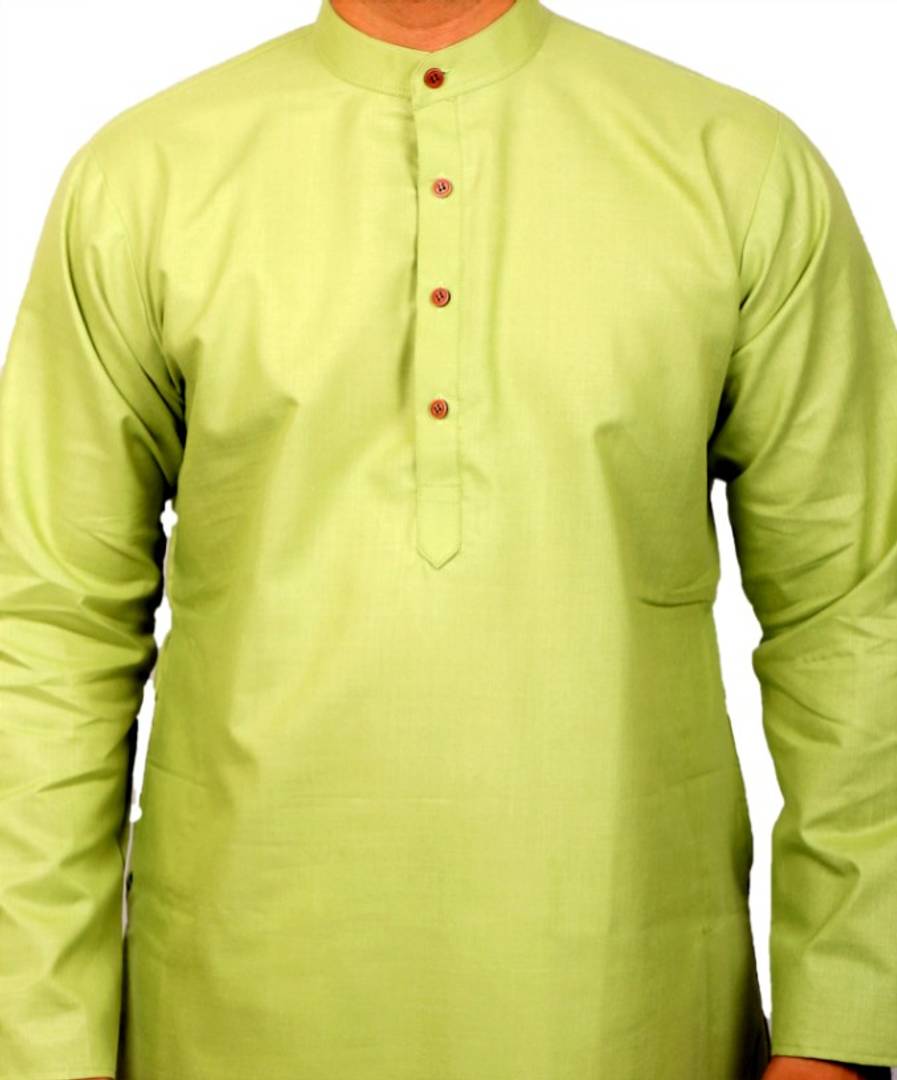 Men Kurta and Pyjama Set Cotton Blend Mehendi