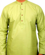 Load image into Gallery viewer, Men Kurta and Pyjama Set Cotton Blend Mehendi
