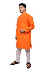 Load image into Gallery viewer, Men Kurta and Pyjama Set Cotton Blend Orange
