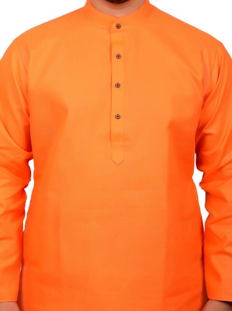 Men Kurta and Pyjama Set Cotton Blend Orange