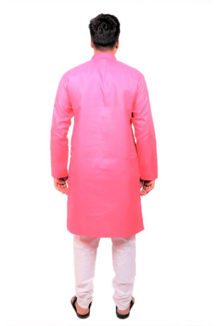 Men Kurta and Pyjama Set Cotton Blend Pink