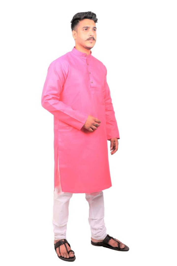 Men Kurta and Pyjama Set Cotton Blend Pink