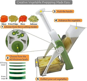 Food Slicer- Slicer for Vegetables, Meal Prep with Thickness, Size Adjustment