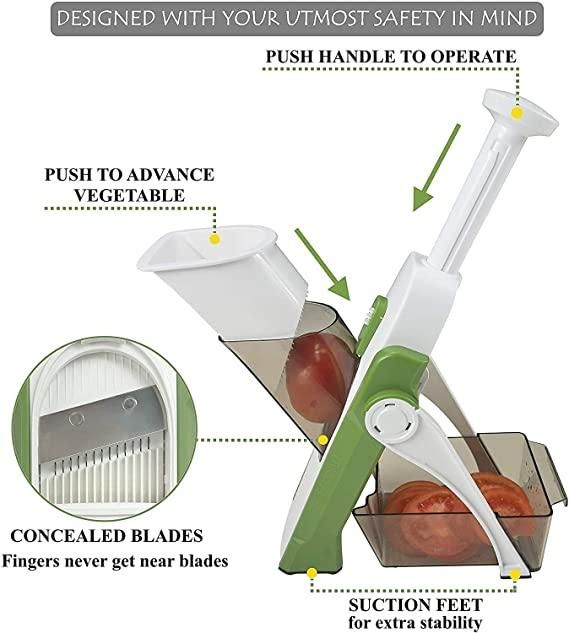 Food Slicer- Slicer for Vegetables, Meal Prep with Thickness, Size Adjustment