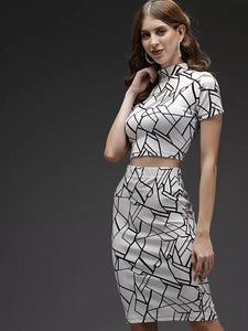 Women's Lycra Blend Printed Top & Skirt Sets