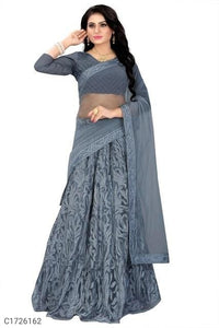 Elegant Embroidered Net Lehenga Choli & Dupatta