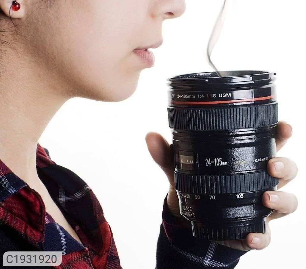 Camera Lens Shaped Coffee Mug with 2 Lids