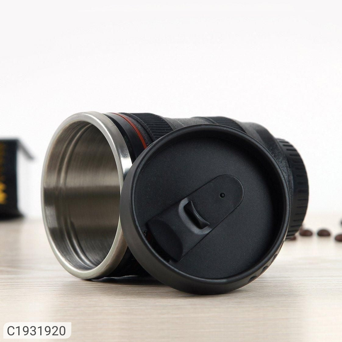 Camera Lens Shaped Coffee Mug with 2 Lids