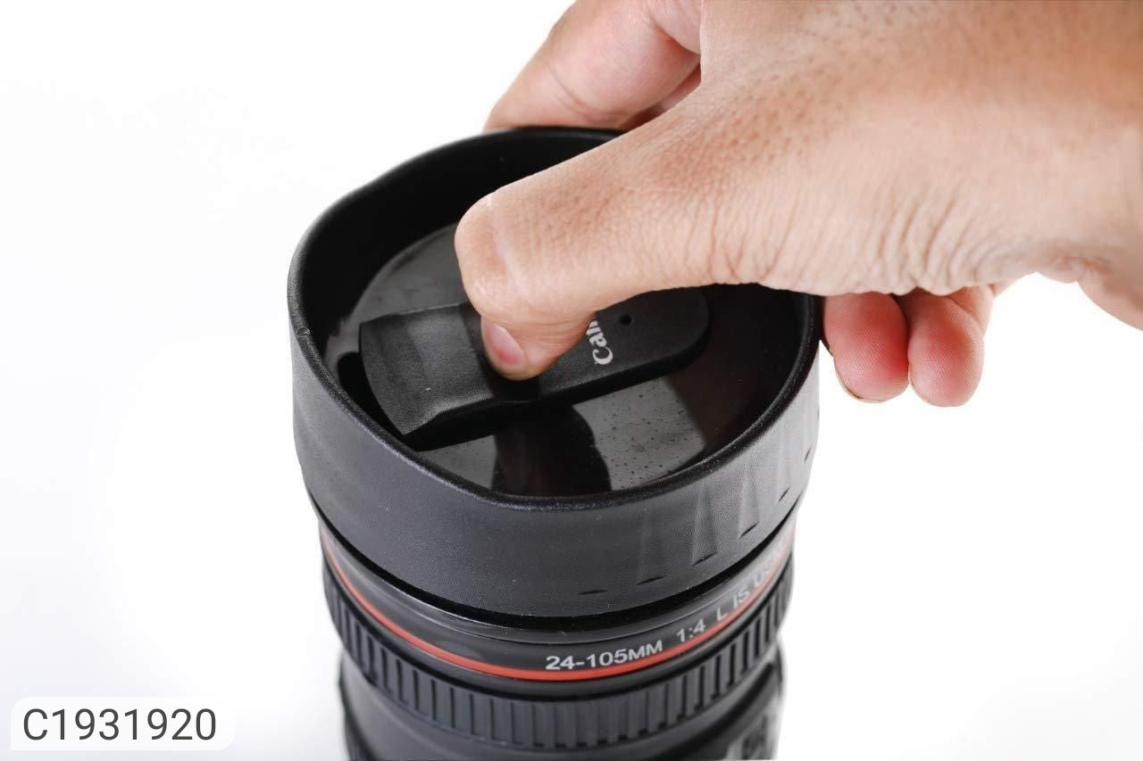 Camera Lens Shaped Coffee Mug with 2 Lids