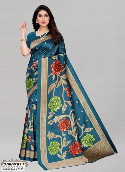 Special Printed Litchi Silk Sarees