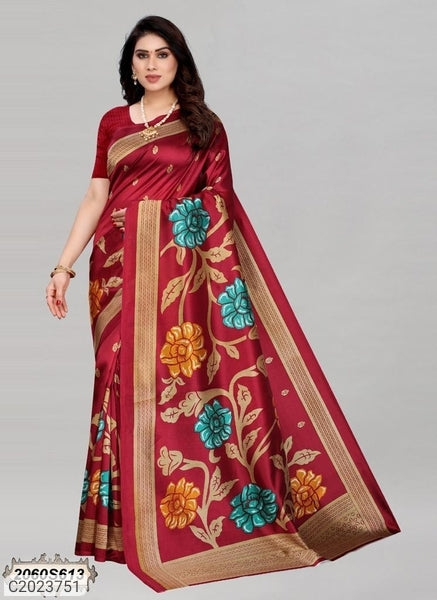 Special Printed Litchi Silk Sarees