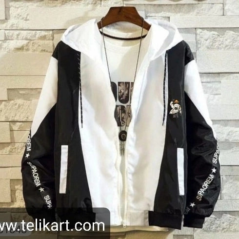 Polyester Printed Regular Fit Hooded Jacket