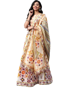 Stunning Printed Silk Lehenga