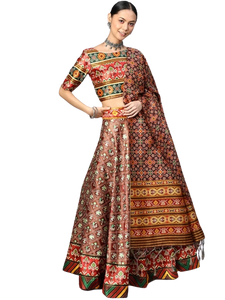 Stunning Printed Silk Lehenga