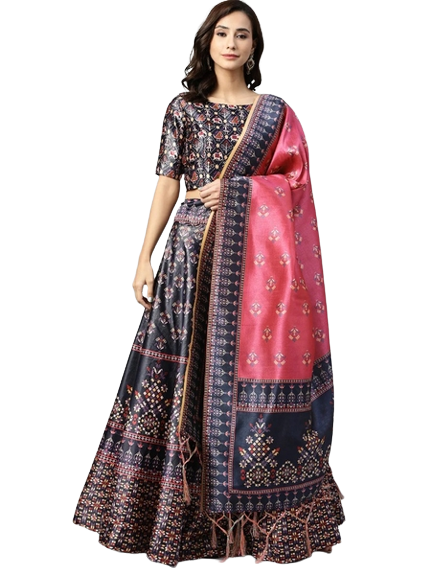 Stunning Printed Silk Lehenga