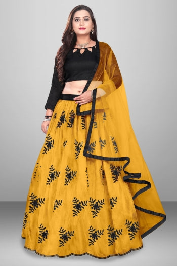 Mirror Work Navratri Ghagra Choli With Orange Dupatta – Sulbha Fashions